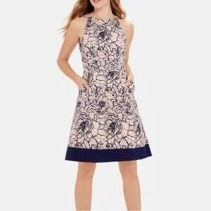 The Limited Navy And Blush Pink Waffle Knit
Midi Dress